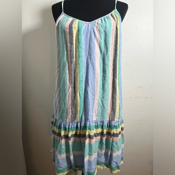 Rails Womens Ari Dress Small Blue Jamaica Stripe Spaghetti Strap Sundress - Picture 3 of 8